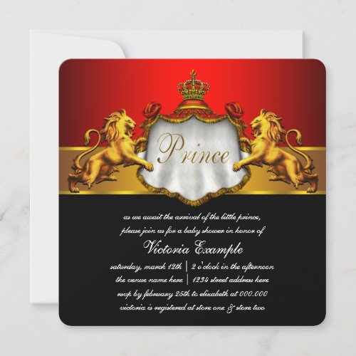 Regal Red Prince Baby Shower Invitation