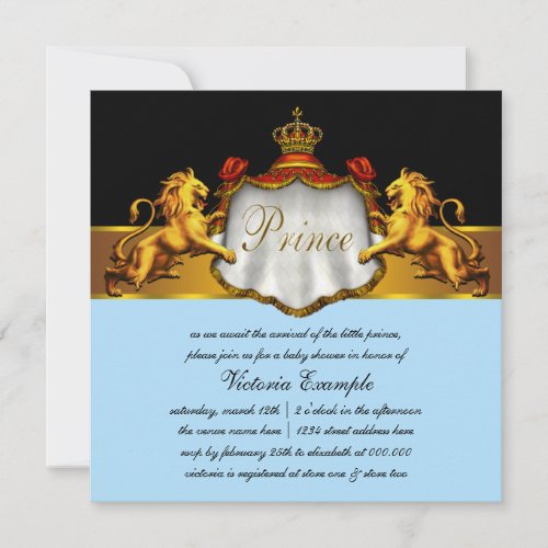 Regal Red Prince Baby Shower Invitations