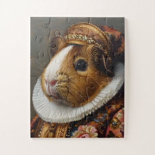 Regal Renaissance Guinea Pig Portrait Jigsaw Puzzle