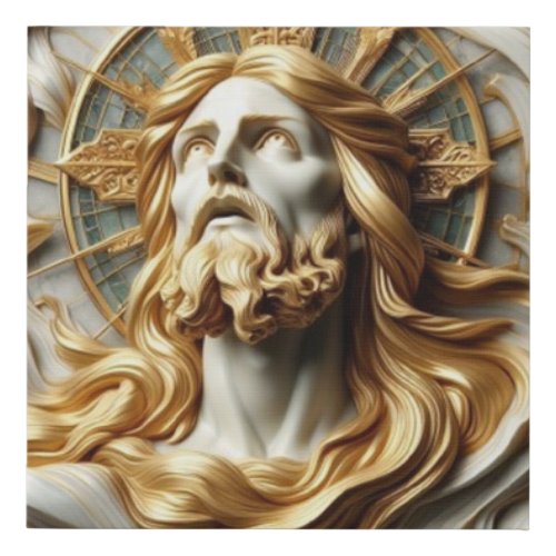 Regal Reverence Jesus In Gold Faux Canvas Print