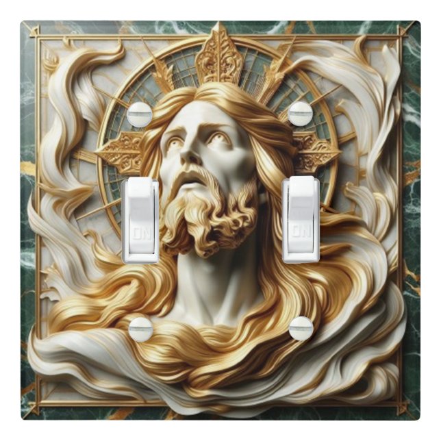 Regal Reverence Jesus In Gold Light Switch Cover (In Situ)