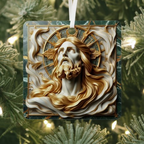 Regal Reverence Jesus In Gold Metal Ornament