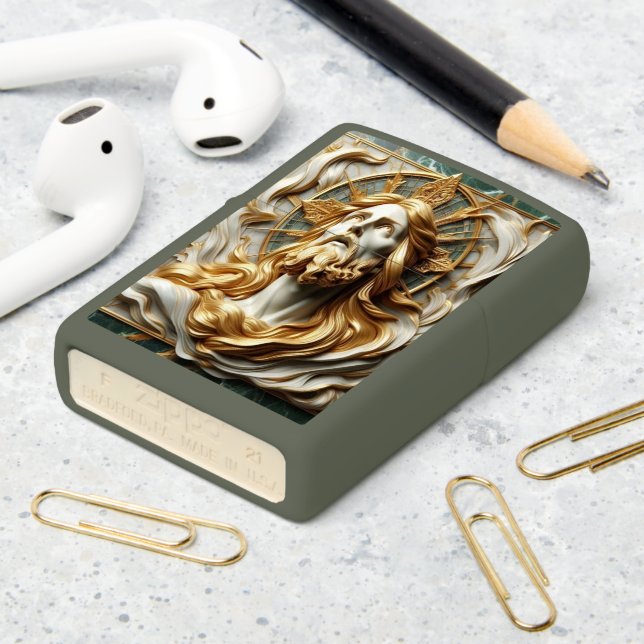 Regal Reverence Jesus In Gold Zippo Lighter (On Table 2)