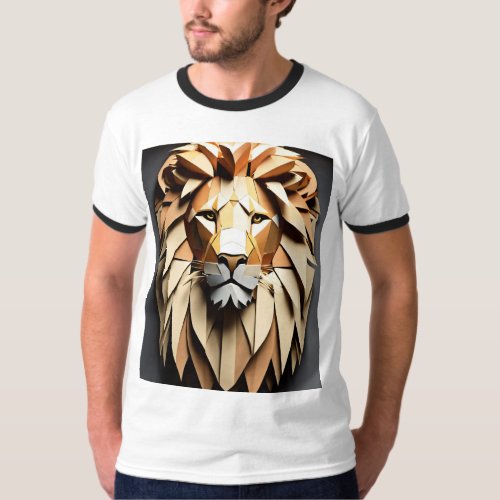 Regal Roar 3D Lion Sculpture T_Shirt