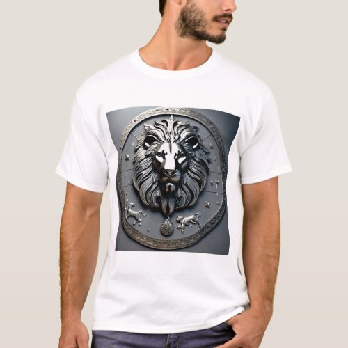 Regal Roar Metallic Lion Portrait T_Shirt