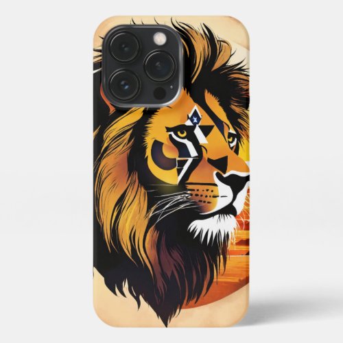 Regal Roar Monochromatic Geometric Lion Logo iPhone 13 Pro Case