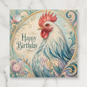 Regal Rooster Birthday Flourish Favor Tags