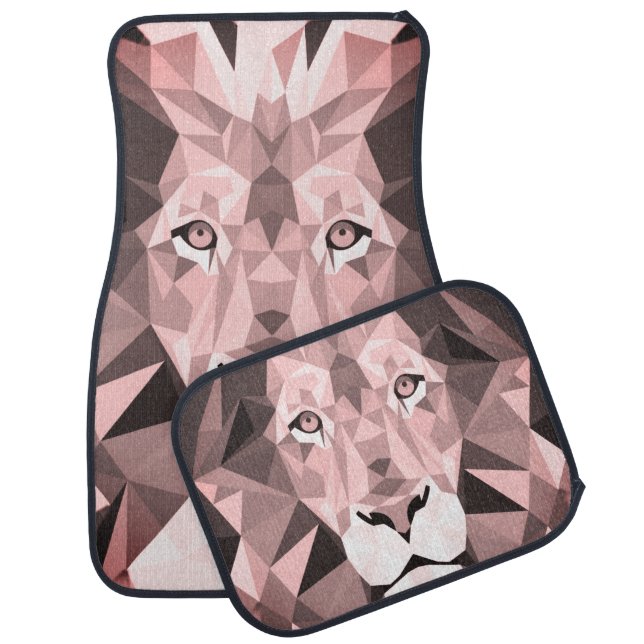 Regal Rose Geometric Lion Head Car Floor Mat (Set)