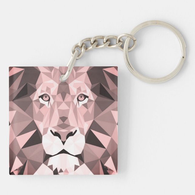 Regal Rose Geometric  Lion Head Keychain (Back)