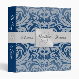 Regal Royal Blue Damask Wedding Album Binder