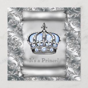 Regal Royal Blue Prince Baby Shower Invitation