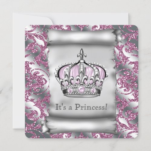 Regal Royal Pink Princess Baby Shower Invites