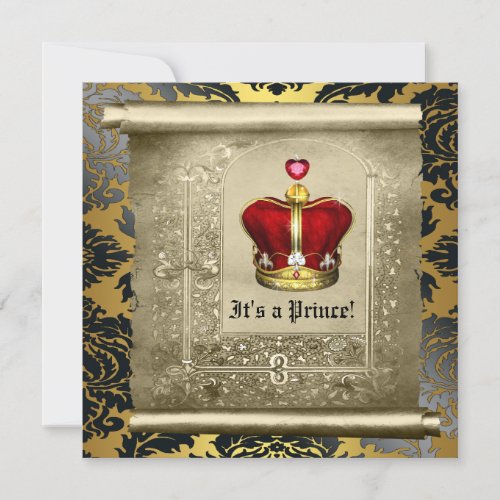 Regal Royal Red Prince Baby Shower Invitation