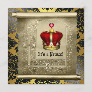 Regal Royal Red Prince Baby Shower Invitation
