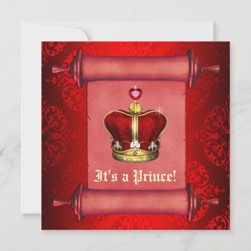 Regal Royal Red Prince Baby Shower Invitation