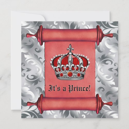 Regal Royal Red Prince Baby Shower Invitation