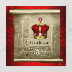 Regal Royal Red Prince Baby Shower Invitation