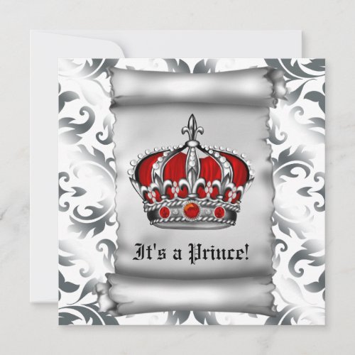 Regal Royal Red Prince Baby Shower Invitation