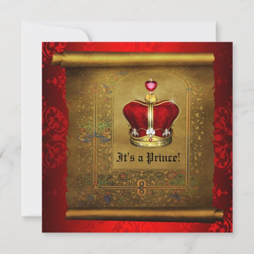 Regal Royal Rich Red Prince Baby Shower Invitation