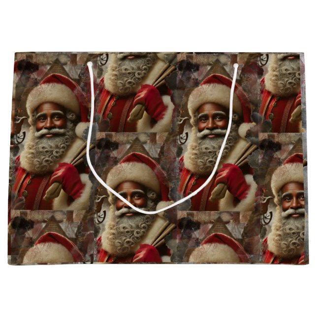  Regal Santa with Reindeer Large Gift Bag (Front)