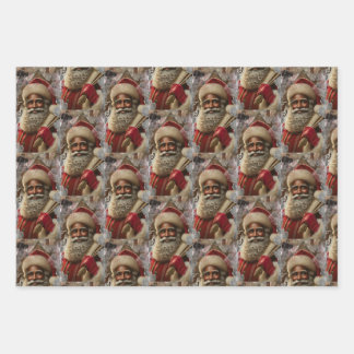  Regal Santa with Reindeer Wrapping Paper Sheets