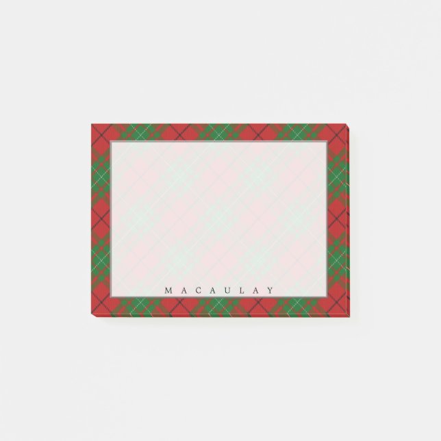 Regal Scottish Clan MacAulay Tartan Post-it Notes (Front)