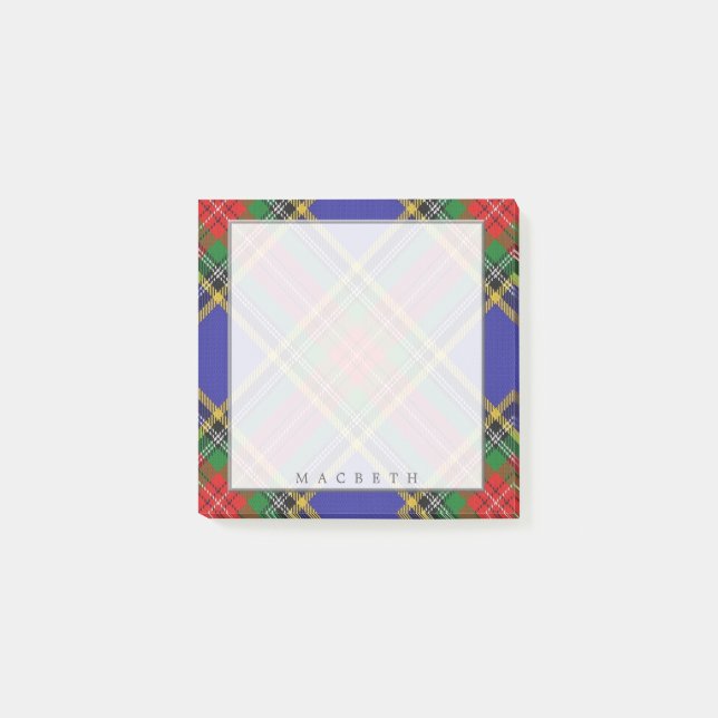 Regal Scottish Clan MacBeth Tartan Post-it Notes (Front)