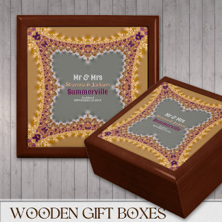 Regal Silver Gold Magenta Lace Wedding Anniversary Gift Box