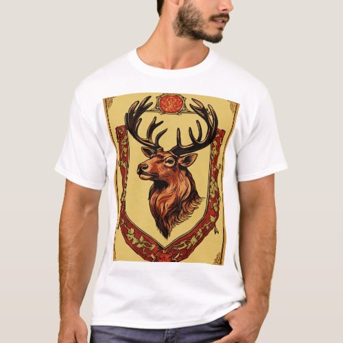 Regal Stag Crest T_Shirt Majestic Heraldry for th T_Shirt