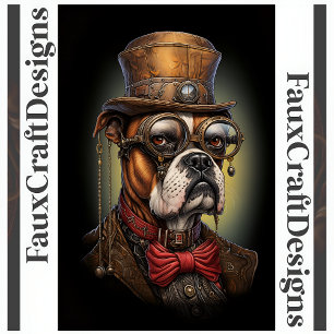 Regal Steampunk Boxer Dog Decoupage Right 117 Tissue Paper