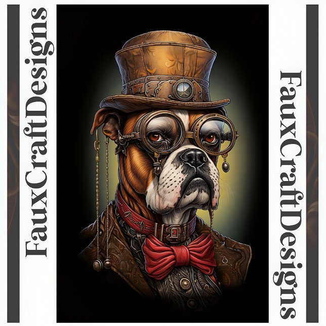 Regal Steampunk Boxer Dog Decoupage Right 117 Tissue Paper (Creator Uploaded)