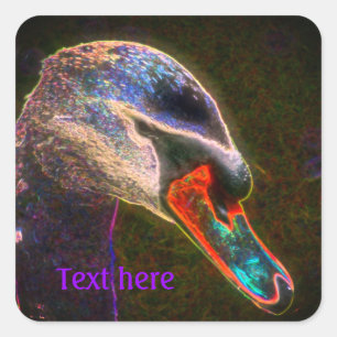 Regal Swan Abstract Art Nature Personalized Square Sticker