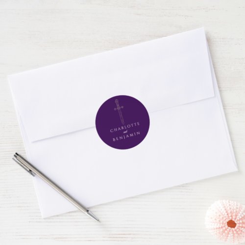 Regal Sword Royal Purple Wedding Sticker
