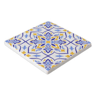 Regal Symphony Blue and Gold Luxury Mediterranean Trivet