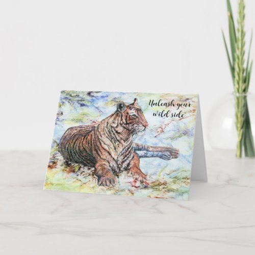 Regal Tiger Colorful Swirls Retirement Card