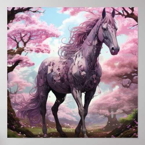 Regal Unicorn Captivating Full Body Oil Painting  Poster