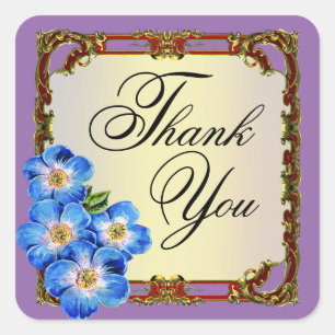 Regal Victorian Floral Favor purple Square Sticker