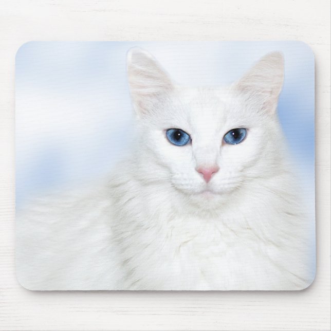 Regal white cat mouse pad (Front)