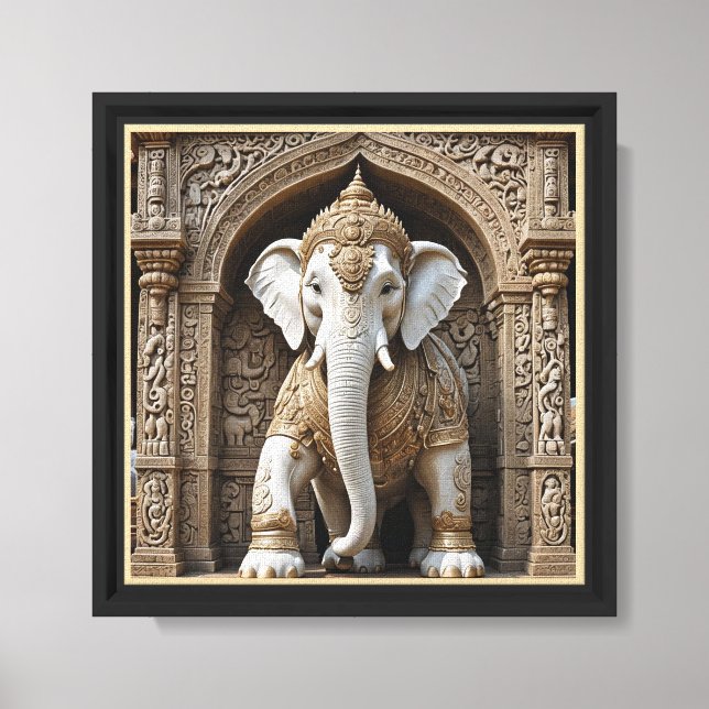 "Regal White Elephant Canvas Wall Art – Sacred  (Front)