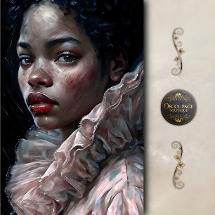 Regal Woman In Ruffled Gown Decoupage Tissue Paper