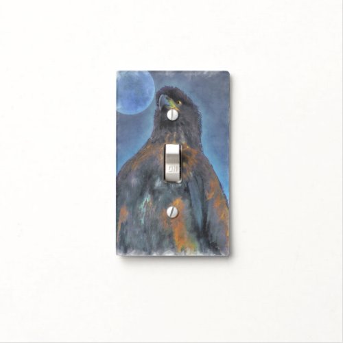 Regal Young Bald Eagle and Moon Painting Light Switch Cover