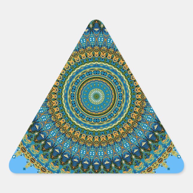 Regalia Aqua Blues Kaleidoscope No. 5 Triangle Sticker (Front)