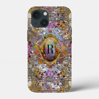 Regardez dans kaléidoscope Elegant Girly Monogram iPhone 13 Mini Case