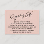 Regarding Gifts Modern Handwriting Simple Blush Enclosure Card<br><div class="desc">These simple, distinctive card inserts were designed to match other items in a growing event suite that features a modern casual handwriting font over a plain background you can change to any color you like. On the front side you read "Regarding Gifts" in the featured type; on the back I've...</div>