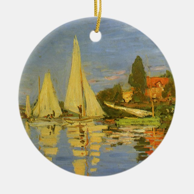 Regatta at Argenteuil by Claude Monet Ceramic Ornament (Front)