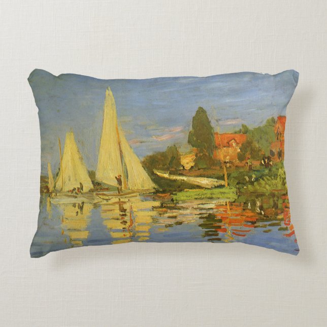 Regatta at Argenteuil by Claude Monet Decorative Pillow (Front)