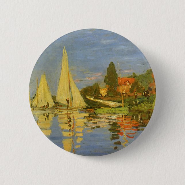 Regatta at Argenteuil by Claude Monet Pinback Button (Front)