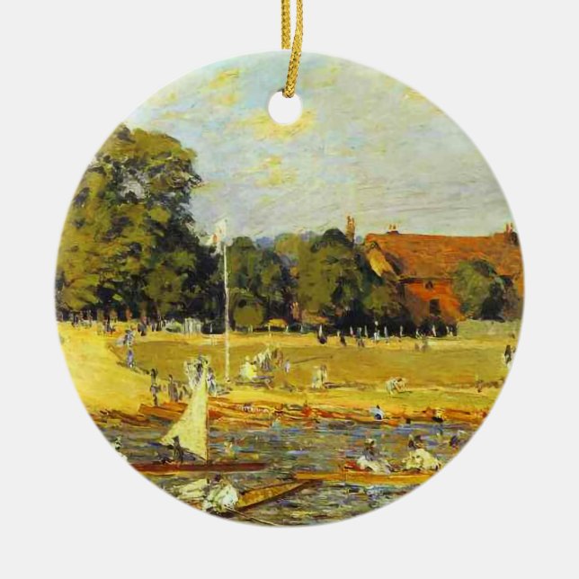 Regatta at Hampton Court Alfred Sisley Poster Ceramic Ornament (Front)
