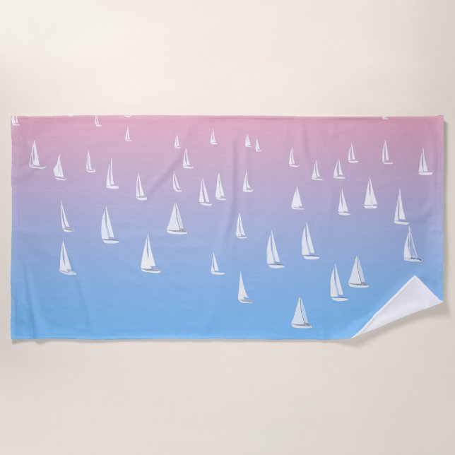 Regatta Boats on the Ocean  Beach Towel (Front)