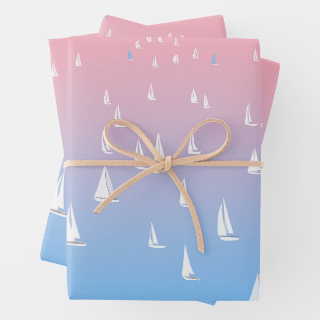 Regatta Boats on the Ocean   Wrapping Paper Sheets (In situ)